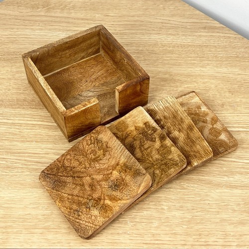 Rustic wooden coasters set - rustic,