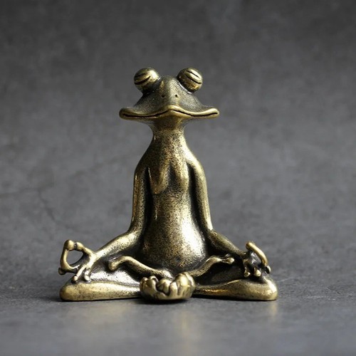 Antique brass frog statue - statue, zen