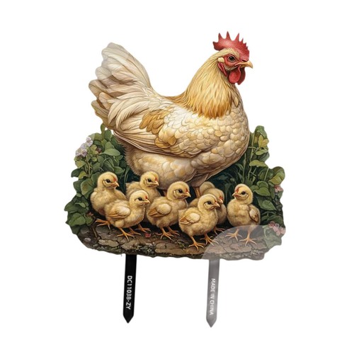 Hen and chicks garden stake - hen, 2d