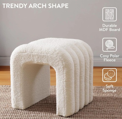 White boucle foot chair - boucle, foot/chair