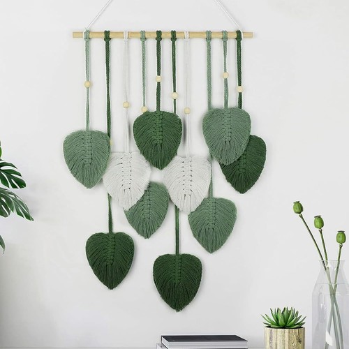 Macrame wall hanging leaves - hanging,